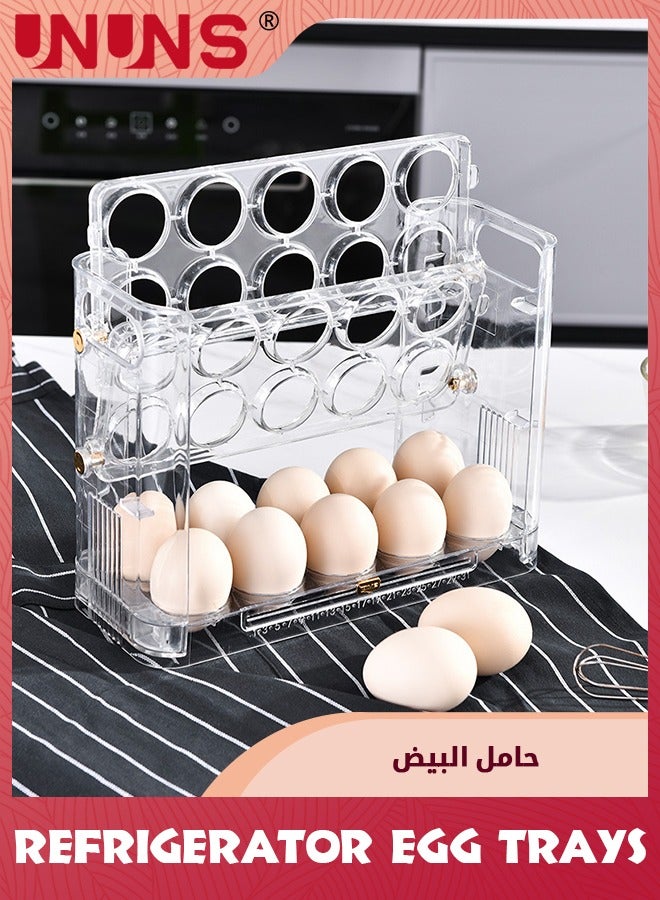 UNUNS Flippable Egg Holder For Refrigerator,3-Layer Egg Storage Container For Refrigerator Side Door,Large Capacity Egg Container,Clear Acrylic Egg Organizer,Egg Storage 30 Count - Image 5