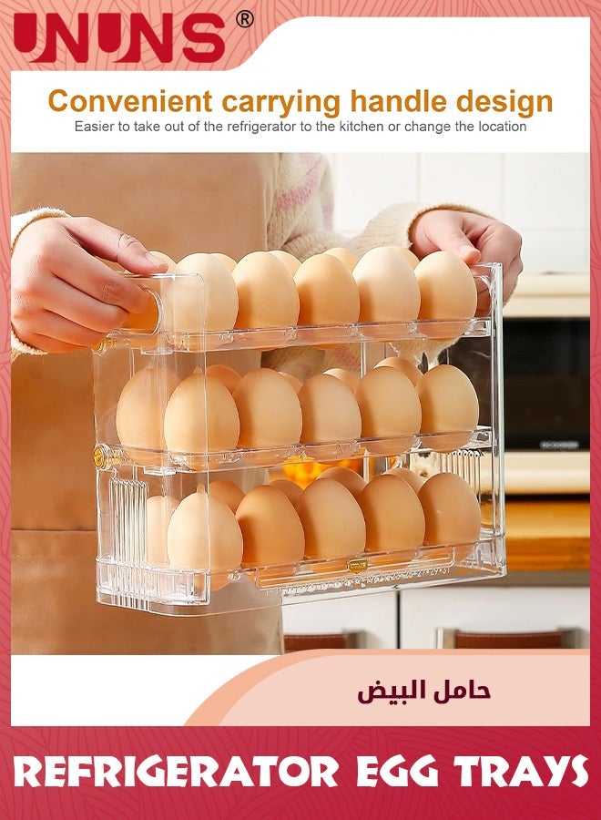 UNUNS Flippable Egg Holder For Refrigerator,3-Layer Egg Storage Container For Refrigerator Side Door,Large Capacity Egg Container,Clear Acrylic Egg Organizer,Egg Storage 30 Count - Image 3