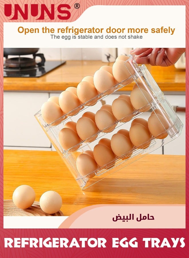 UNUNS Flippable Egg Holder For Refrigerator,3-Layer Egg Storage Container For Refrigerator Side Door,Large Capacity Egg Container,Clear Acrylic Egg Organizer,Egg Storage 30 Count - Image 4