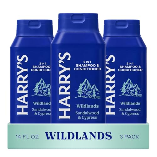 Harry's Men's 2 in 1 Shampoo and Conditioner for All Hair Types - Wildlands Scent - (3 Pack) 14 fl oz - No Parabens or Sulfates - Image 1