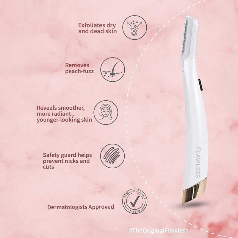 Flawless Finishing Touch Flawless Dermaplane Glo Facial Exfoliator with 6 replacement heads - Image 2