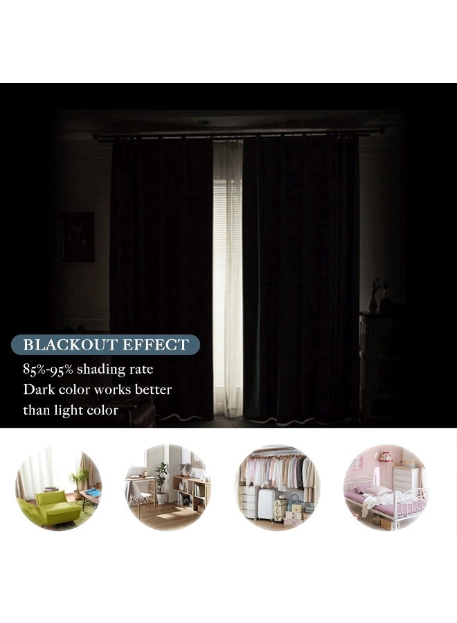 PONY DANCE Blackout Curtains for Bedroom 72 inch Long  Solid Rod Pocket Thermal Insulated Panels for Living Room Black Out Energy Efficient Window Drapes 42inch by 72inch Black 2 Pieces - Image 3