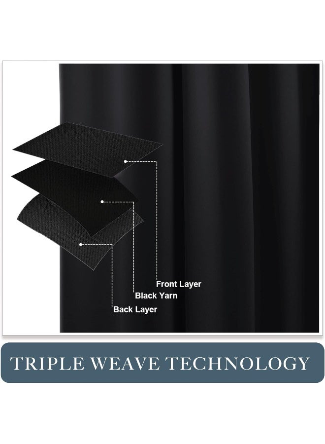 PONY DANCE Blackout Curtains for Bedroom 72 inch Long  Solid Rod Pocket Thermal Insulated Panels for Living Room Black Out Energy Efficient Window Drapes 42inch by 72inch Black 2 Pieces - Image 5