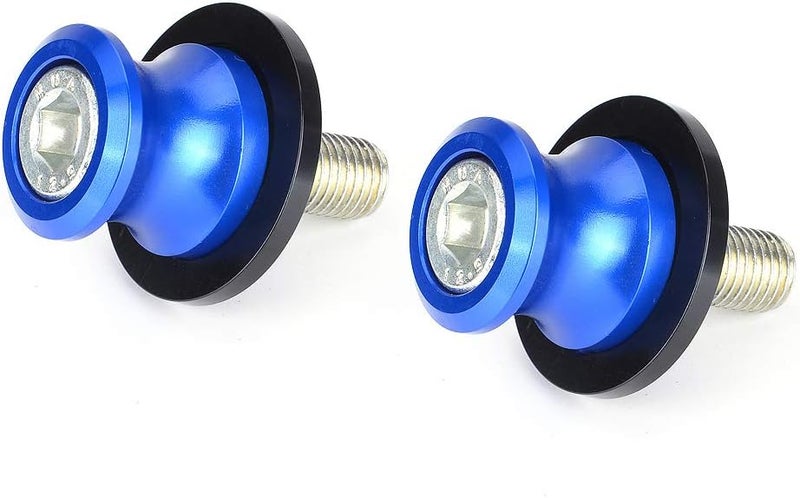 Goldfire 2pcs 10MM M10 X1.25 Motorcycle Swing arm Sliders Spools CNC Swing Arm Stand Screw for FZR 1000/600R/400 for Kawasaki Z750 /Z750S/ Z750R /ER-6F /ER-6N /Duke 125/200/390 (Blue) - Image 1