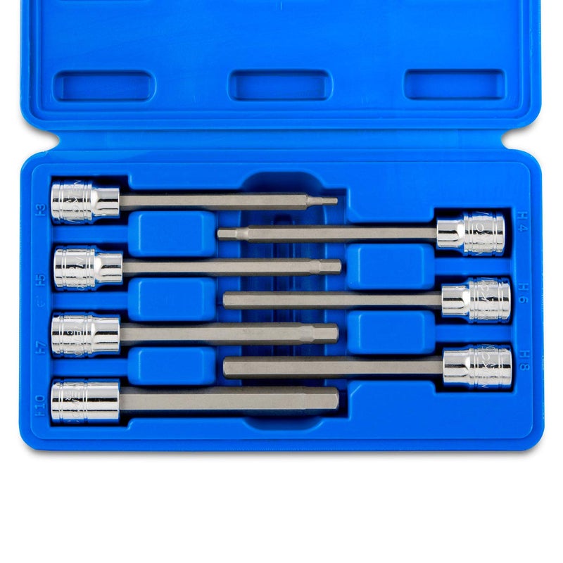Neiko Neiko 10076A 3/8-Inch Drive Extra Long Allen Hex Bit Socket Set, Metric, 3 mm - 10 mm | S2 and Cr-V Steel, 7-Piece Set  - Image 1
