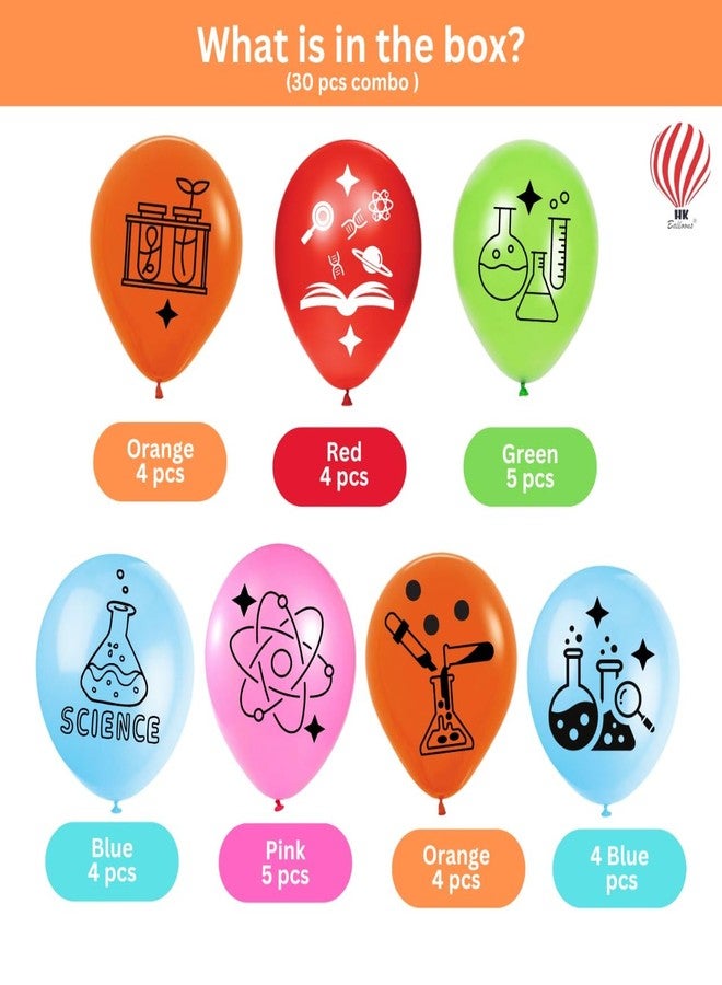 HK balloons 30Pcs Science Lab Printed Balloons Decoration Item Science Themed Balloons for Scientist Science Holiday Laboratory Decorations Multicolor Balloons Rubber - Image 2