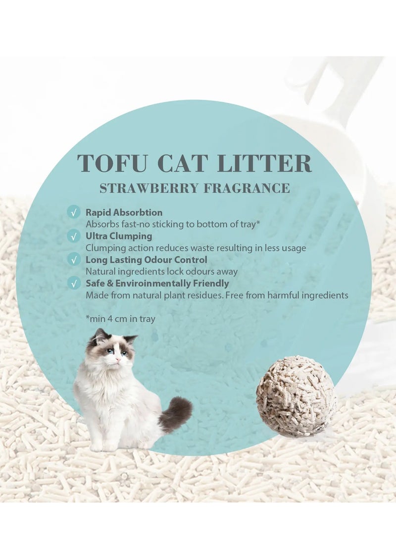 Bioline Tofu Cat Litter 7L -  Strawberry Fragrance for Freshness & Comfort - Image 2