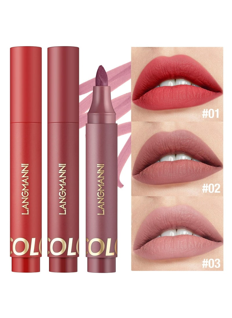 LANGMANNI - Luxurious Liquid Lip Liner: Waterproof, Color-Boosting, Long-Lasting Lipstick Pen Trio(#02) - Image 1