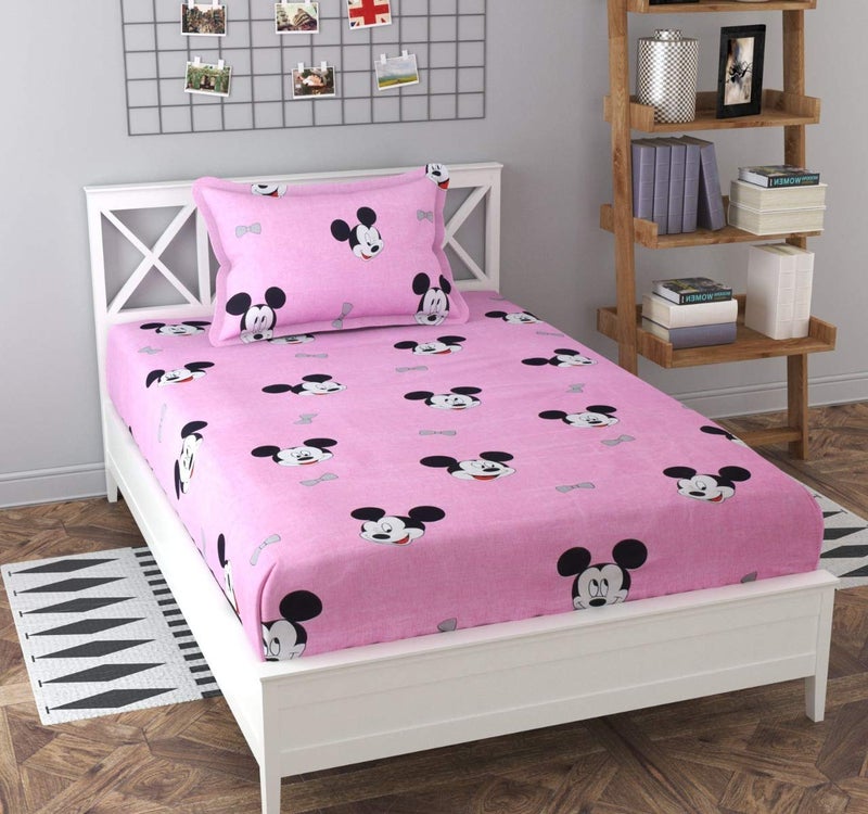 MORADO® Premium Glace Cotton 160 TC Single Bedsheet with 1 Pillow Cover (Pink) - Image 4