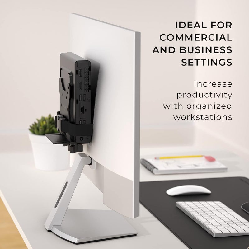 HumanCentric حامل عميل رفيع، تثبيت جهاز كمبيوتر صغير أو كمبيوتر على ذراع أو قاعدة شاشة VESA، عمود، أو تحت المكتب أو السطح، أجهزة بعمق 0.65-2.55" لنماذج 75x75 و100x100 مم - Image 5