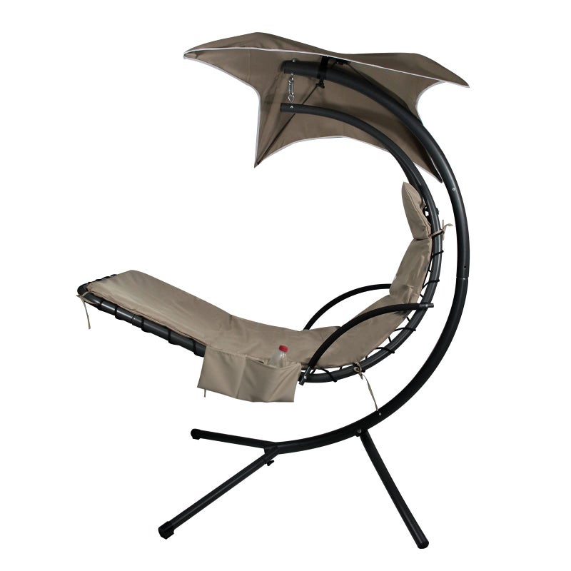 MICTONY غطاء وسادة بديل لكرسي الاسترخاء المعلق في الهواء الطلق مع قماش مظلة مصنوع لباتيو كرسي هزاز منحني وسادة عائمة مقاومة للماء قماش ناعم غير مشمول كاكي