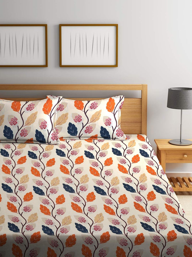 Fashion String 144 TC Microfibre Orange Double Bedsheet with 2 Pillow Covers - Image 3
