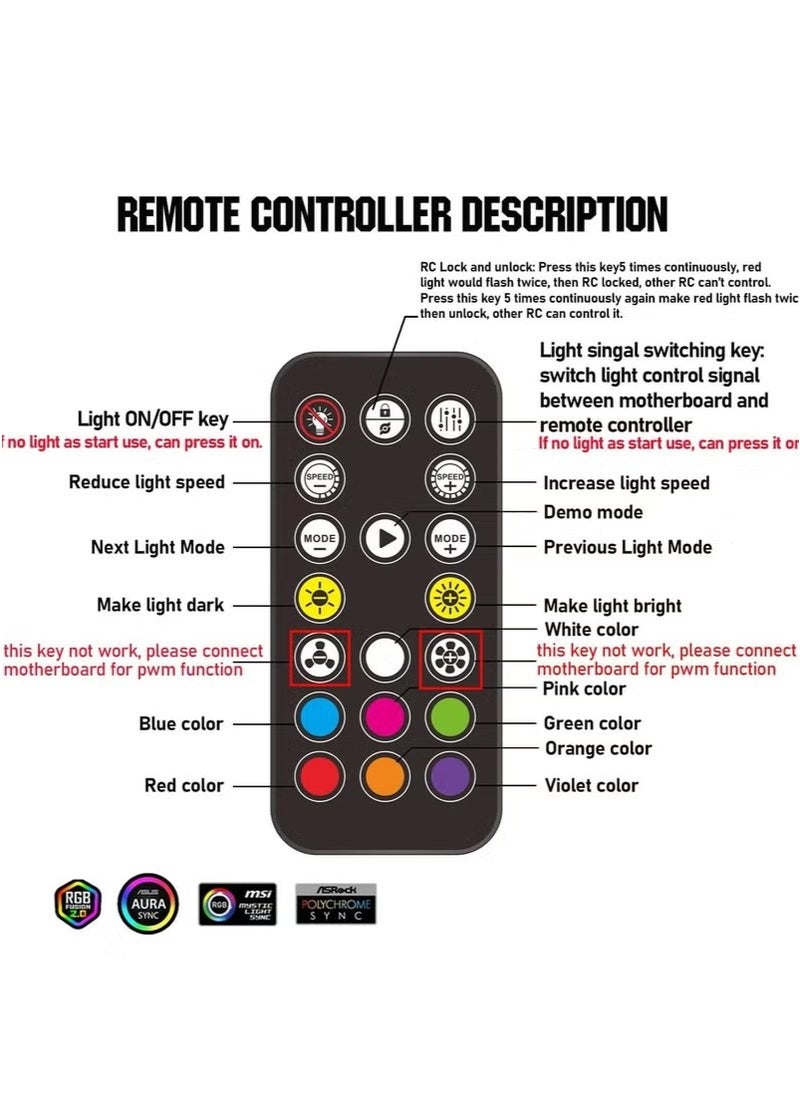 Realfrog ARGB Fan HUB Controller with Remote Control, PWM Hub Support 9 Groups of Fans for Addressable 5V 3Pin ARGB & 12V 4Pin PWM, 2-in-1 RGB Case Fan with Hidden Magnetic Base and SATA Power (9 Groups)  - Image 2