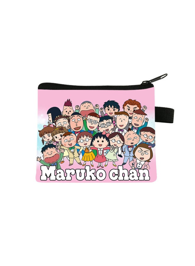 Chibi Maruko-chan Coin Purse Kidsren's Large-capacity Key Card Holder Polyester Cartoon Portable Small Wallet Bag
