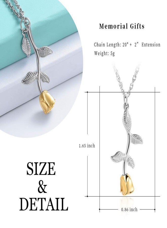 shajwo Rose Flower Urn Necklace Cremation Jewelry for Ashes for Women Girls Urn Keepsake Pendant Human Pet Memorial Locket Holder - Image 2