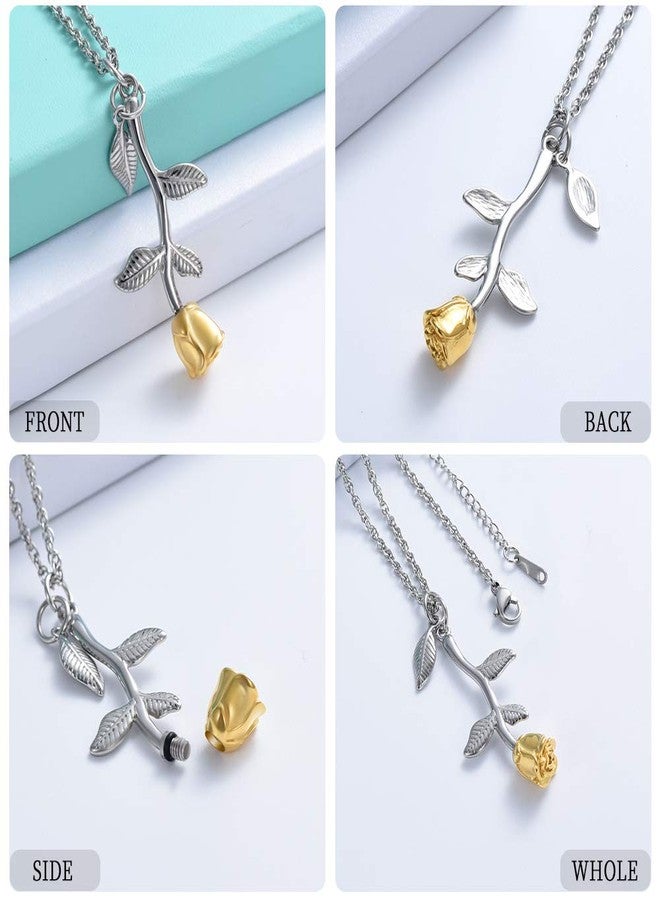 shajwo Rose Flower Urn Necklace Cremation Jewelry for Ashes for Women Girls Urn Keepsake Pendant Human Pet Memorial Locket Holder - Image 4