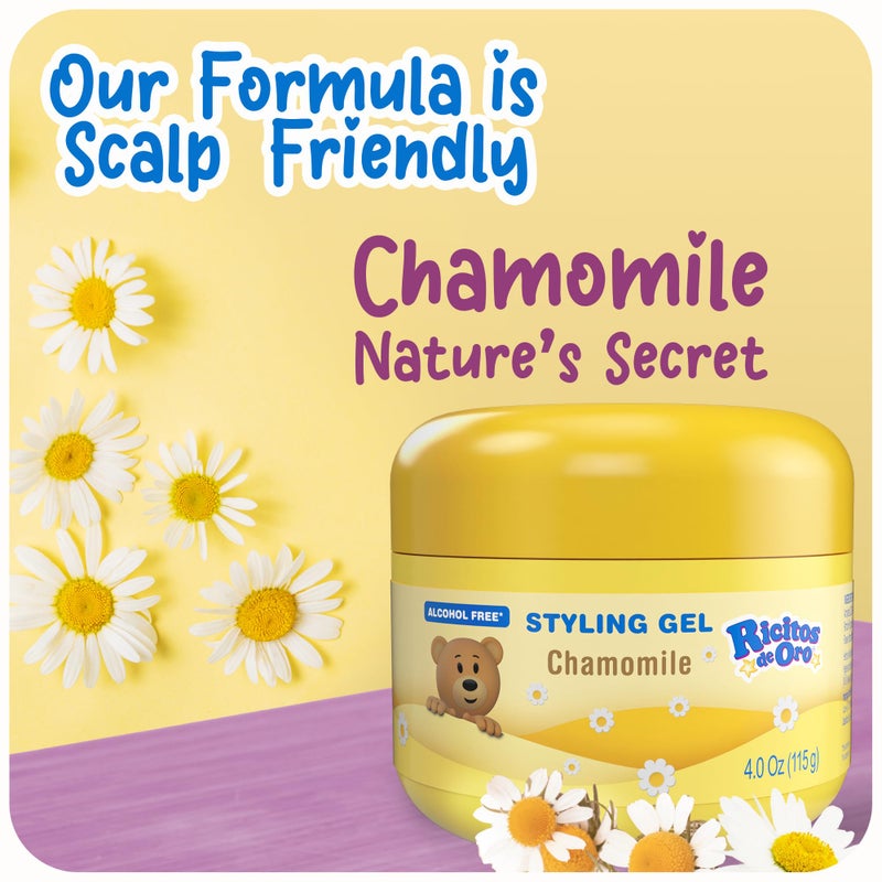Ricitos de Oro Chamomile Hair Gel -Preserves Natural Color, Non-Greasy, Alcohol Free, Hypoallergenic, Tear-Free, Gentle Daily Use - Baby, Kids Hair Gel, Toddler - 4.05 Oz, 3-Pack - Image 4
