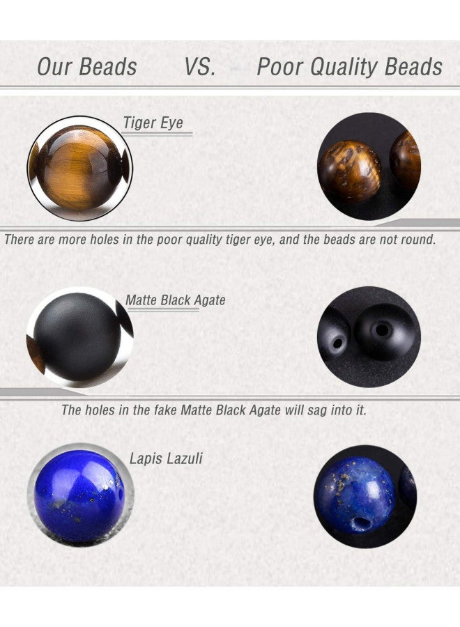 Hamoery Men Women 8mm Lava Rock Chakra Beads Bracelet Gifts Braided Rope Natural Stone Yoga Bracelet Bangle(Tiger Eye) - Image 4