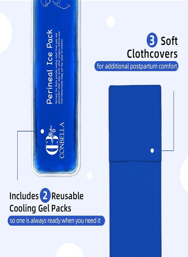Conbella Perineal Ice Packs for Postpartum Recovery, Reusable Hot & Cold Postpartum Ice Packs, 2 Gel Ice Packs & 3 Washable Soft Covers for Hemorrhoid & C-Section Relief, New Mom Gift(Blue - Image 4