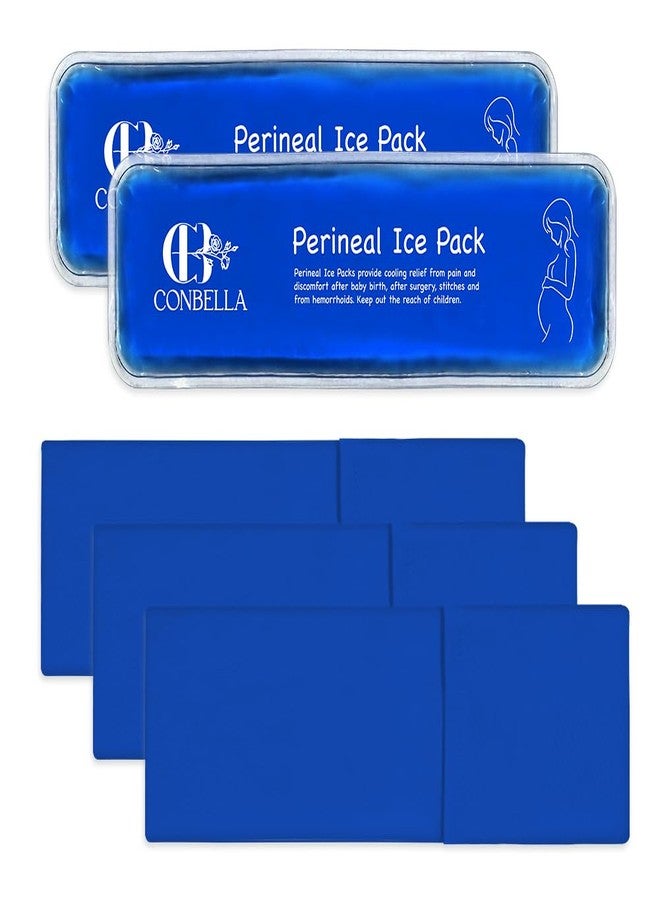 Conbella Perineal Ice Packs for Postpartum Recovery, Reusable Hot & Cold Postpartum Ice Packs, 2 Gel Ice Packs & 3 Washable Soft Covers for Hemorrhoid & C-Section Relief, New Mom Gift(Blue - Image 1
