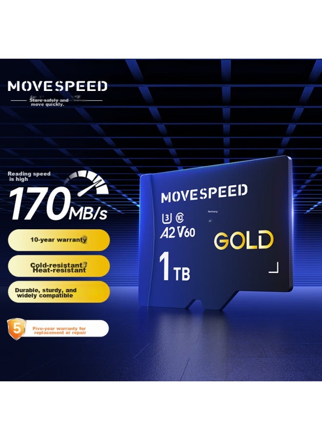 MOVESPEED Move Speed 1tb Tf Memory Card A2 V60 High-speed Storage Card, Suitable For Dji Drones, Gopro Action Cameras, Game Consoles, Surveillance Cameras, And Dash Cams - Image 1