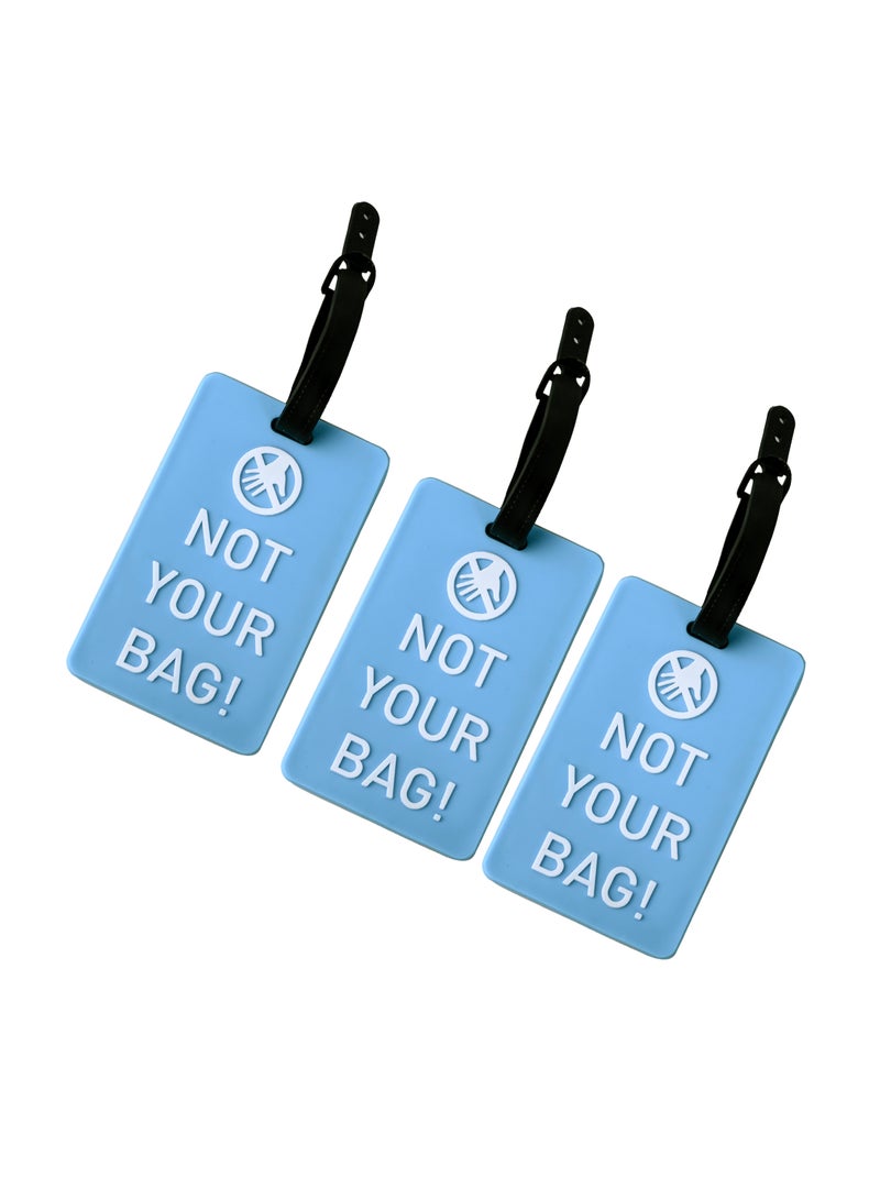 Cuisine Art Luggage Tag with Name ID Card, Personalized Identifier ID Labels, Flexible PVC Travel Tags, Secure Travel Luggage Labels for Baggage, Suitcase Tag  – "Not Your Bag" Text, Light Blue 3-Piece Set - Image 1