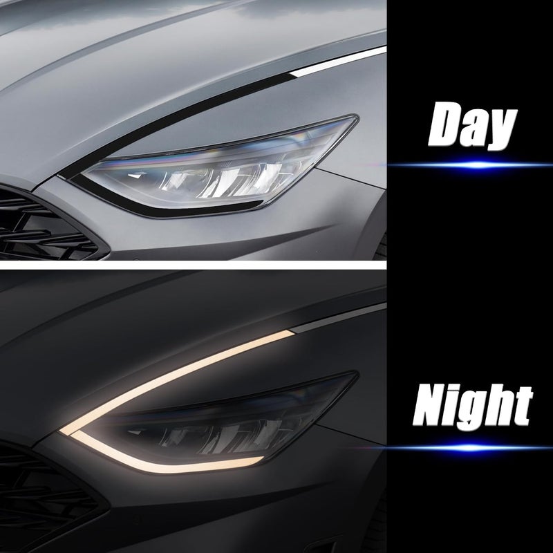 TOMALL Headlight Sidemarker Side Mirror Vinyl Films Smoke Tint Compatible with Hyundai Sonata 2020-2022 Transmission Amber Edges Delete Stickers Decorations for Car (20% Dark Black) - Image 4
