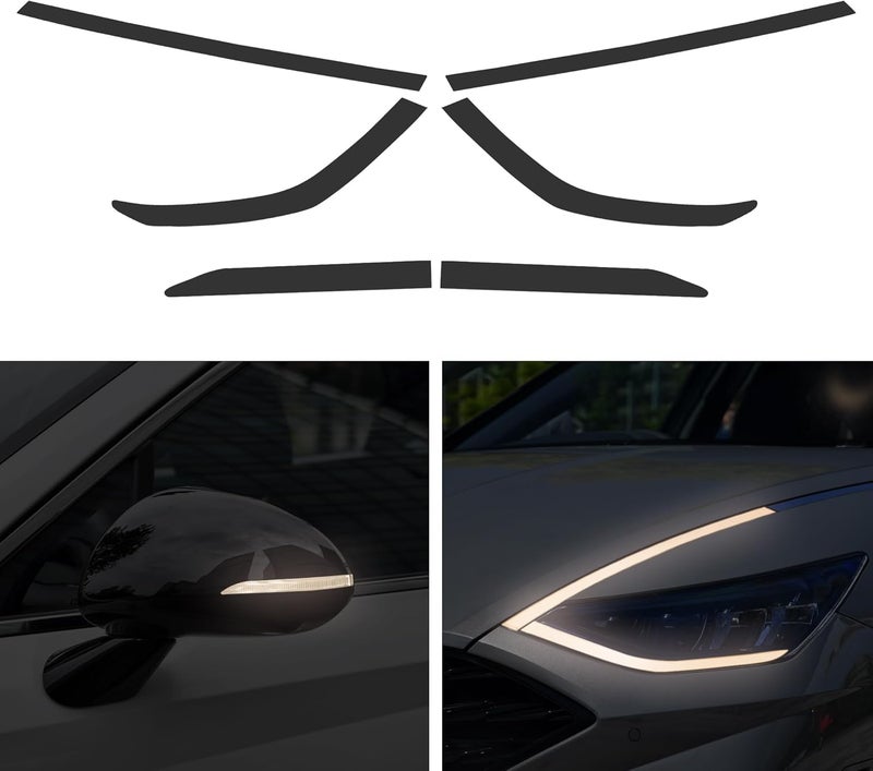 TOMALL Headlight Sidemarker Side Mirror Vinyl Films Smoke Tint Compatible with Hyundai Sonata 2020-2022 Transmission Amber Edges Delete Stickers Decorations for Car (20% Dark Black) - Image 1