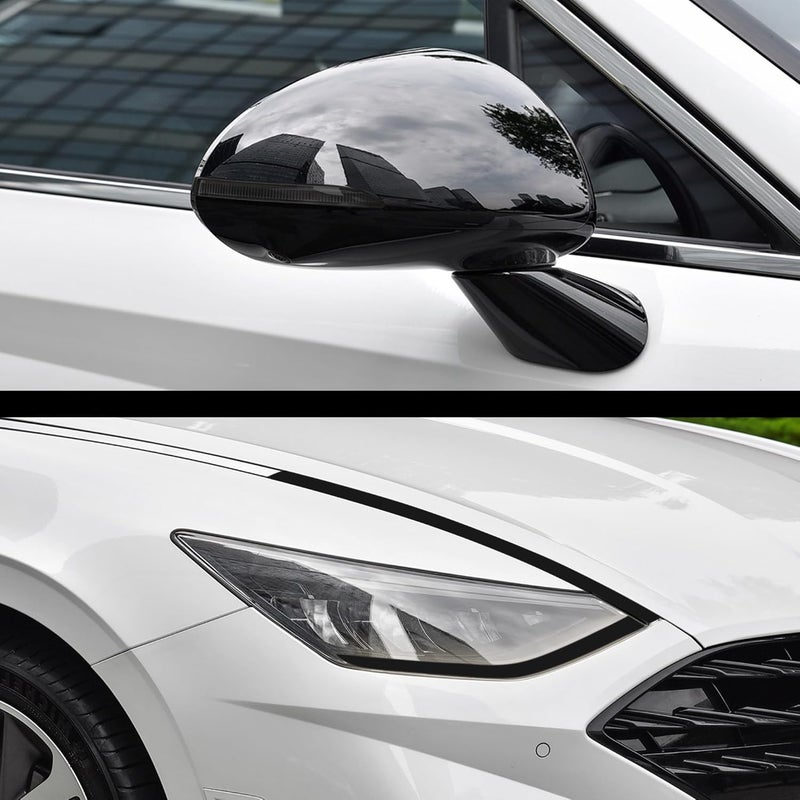 TOMALL Headlight Sidemarker Side Mirror Vinyl Films Smoke Tint Compatible with Hyundai Sonata 2020-2022 Transmission Amber Edges Delete Stickers Decorations for Car (20% Dark Black) - Image 5