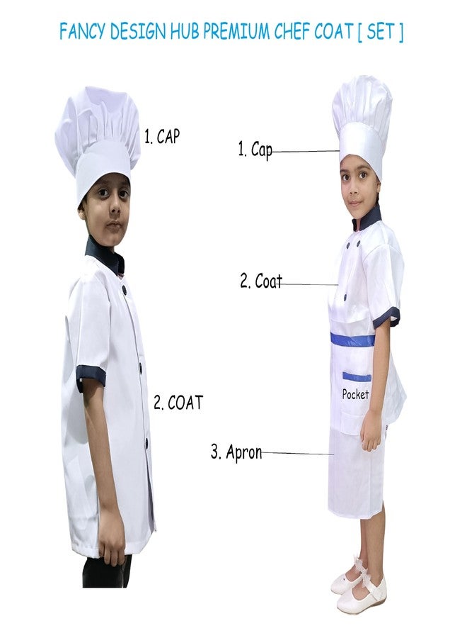 Fancy Design Hub Unisex White Chef Coat+Cap+Apron, for Kids, Boys, Girls [ School Prpgrams, Prentend Plays, Role Plays, Stage Shows] (4-5 Years, Chef Coat+ Cap) - Image 4