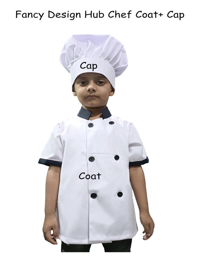 Fancy Design Hub Unisex White Chef Coat+Cap+Apron, for Kids, Boys, Girls [ School Prpgrams, Prentend Plays, Role Plays, Stage Shows] (4-5 Years, Chef Coat+ Cap) - Image 2