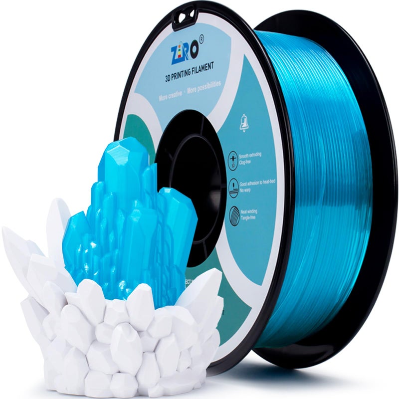 ZIRO 3D Printing Filament, Translucent PLA Series, 1.75mm PLA Filament Material, Dimensional Accuracy +/- 0.03mm, 2.2lbs Spool, 3D Printing Material Fit Most FDM Printers, Translucent Light Blue - Image 1