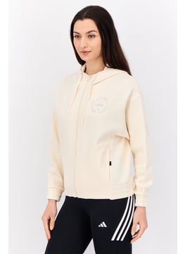 Adidas Women Sportswear Fit Long Sleeves Outdoor Sweatshirt, Beige  - Image 2