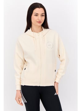 Adidas Women Sportswear Fit Long Sleeves Outdoor Sweatshirt, Beige  - Image 1