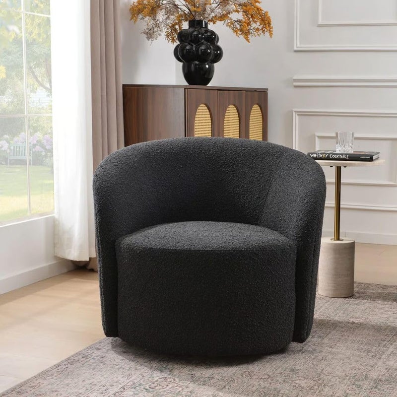 Comfynest BouclÃ© Swivel Barrel Chair - Image 2