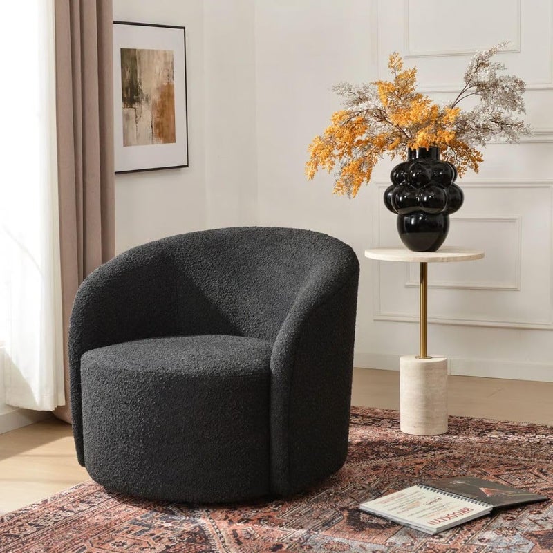 Comfynest BouclÃ© Swivel Barrel Chair - Image 1