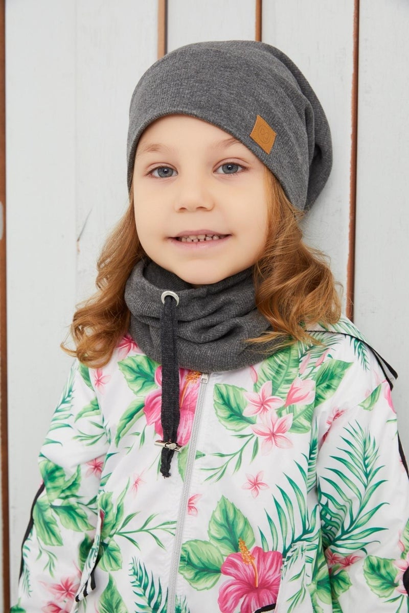 Babygiz Girl's Smoked String Hat Beanie Neck Collar Set Cotton Camisole  - Image 4