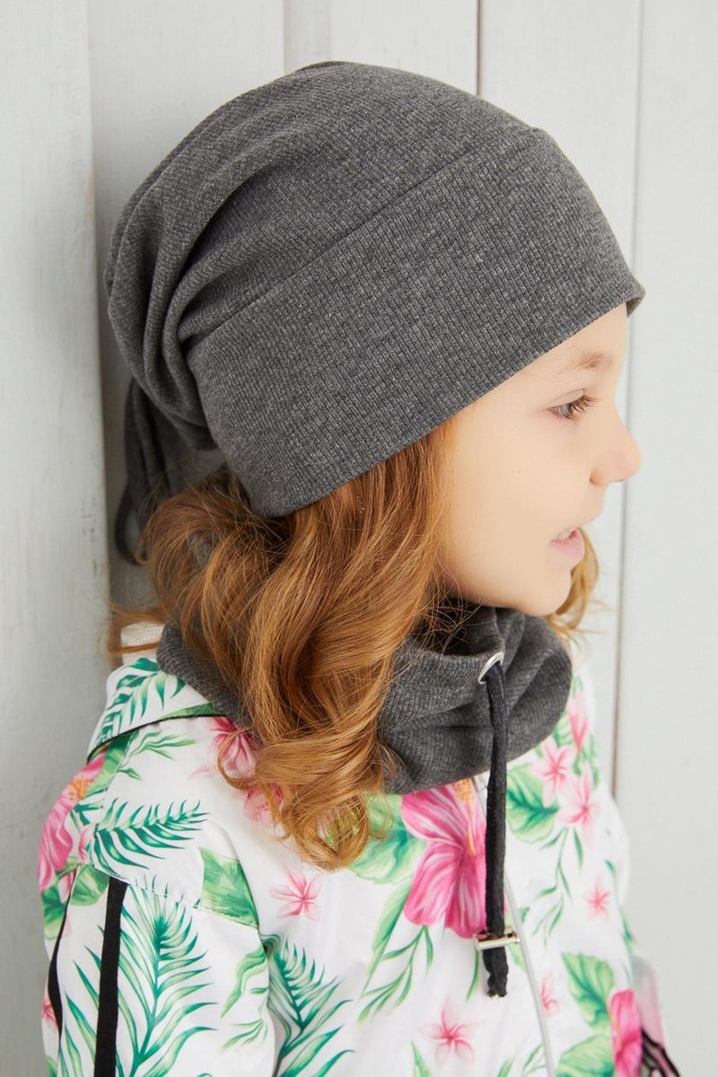 Babygiz Girl's Smoked String Hat Beanie Neck Collar Set Cotton Camisole  - Image 5