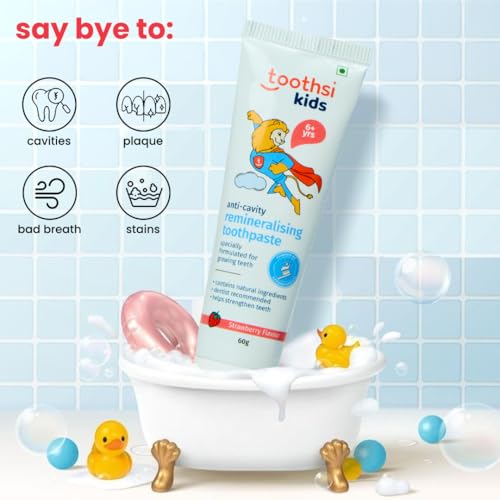 Toothsi Remineralising Toothpaste | Kids Tooth Paste for 6+ Years | Powered with Hydroxyapatite | Formulated for Growing Teeth | Natural Ingredients | Strawberry Flavour | 60 gm - Image 5