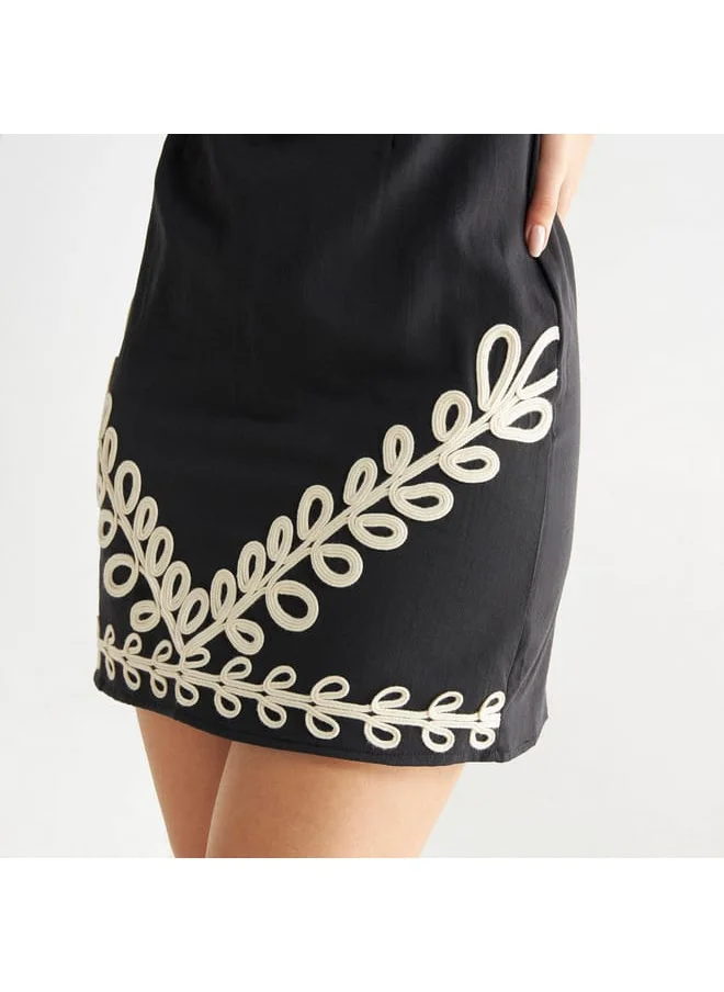 FAV Embroidered Off Shoulder Dress with Cutout Detail and Zip Closure