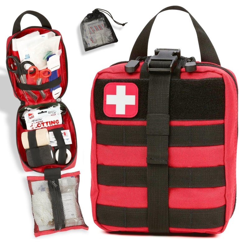 ORCA Tactical Rip-Away IFAK Trauma Kit Bag â€“ First Aid Kit Bag Empty, Molle Medical Pouch,Military-Grade 600D Polyester, Dual YKK Zippers, Durable for EMT, Police, Firefighters & Outdoors (Red) - Image 1