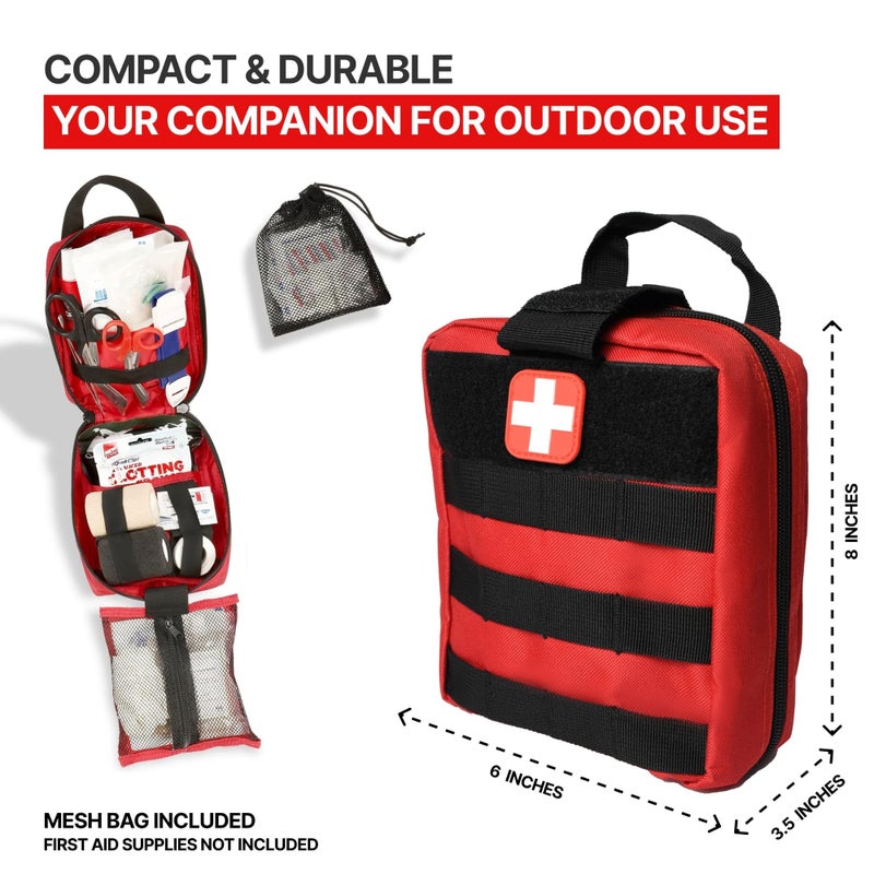 ORCA Tactical Rip-Away IFAK Trauma Kit Bag â€“ First Aid Kit Bag Empty, Molle Medical Pouch,Military-Grade 600D Polyester, Dual YKK Zippers, Durable for EMT, Police, Firefighters & Outdoors (Red) - Image 5