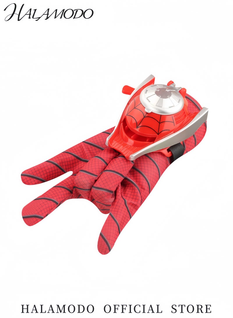 هالامودو قفاز إطلاق طبق طائر سبايدر مان طقم لعبة رامى الشبكة للبطل الخارق قاذف مع قفازات سبايدر و4 أطباق طائرة مثالي لملابس التنكر للأطفال أعياد الميلاد الحفلات - Image 3