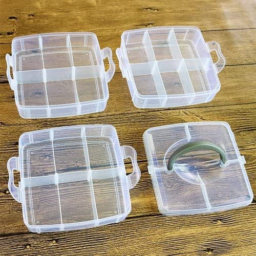 13 SOEME 3 Layer 18 Grid Transparent Plastic Organizer Jewellery Craft Accessories Storage Box Basket Container with Collapsible and Removable Dividers 1 pc Transparent Multi - Image 3