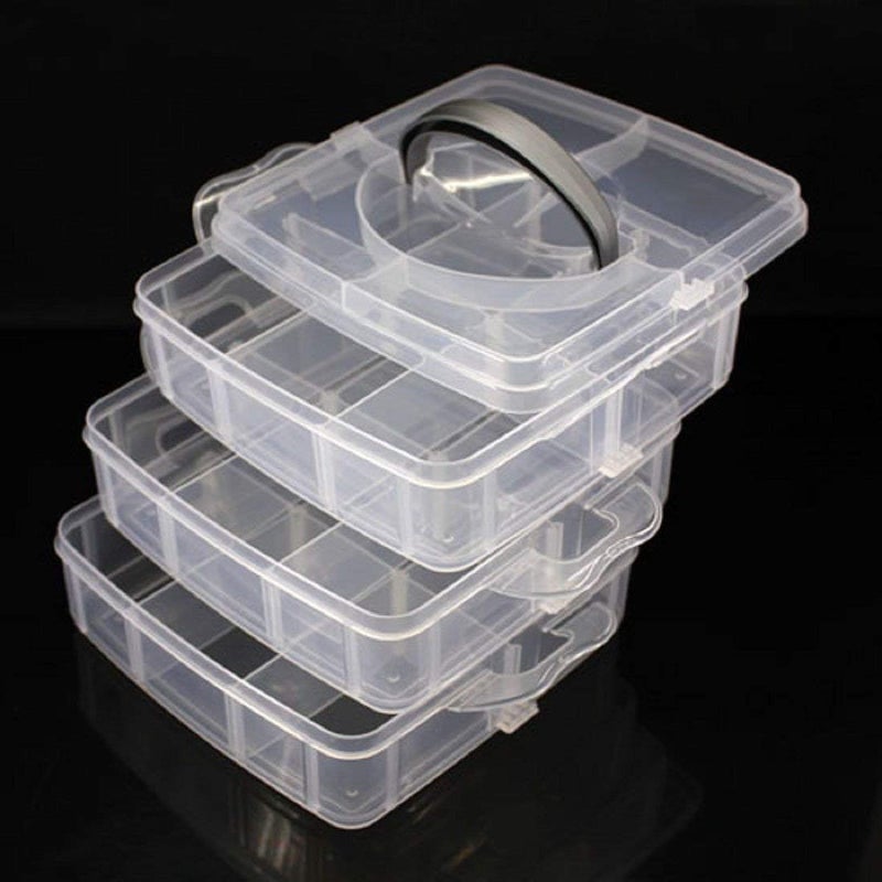 13 SOEME 3 Layer 18 Grid Transparent Plastic Organizer Jewellery Craft Accessories Storage Box Basket Container with Collapsible and Removable Dividers 1 pc Transparent Multi - Image 4