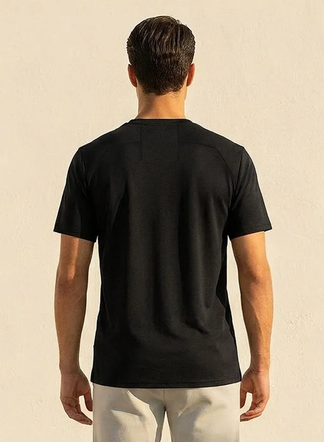 Splash Active Black Performance 2 Way Stretch T-shirt for Men | Best Price UAE