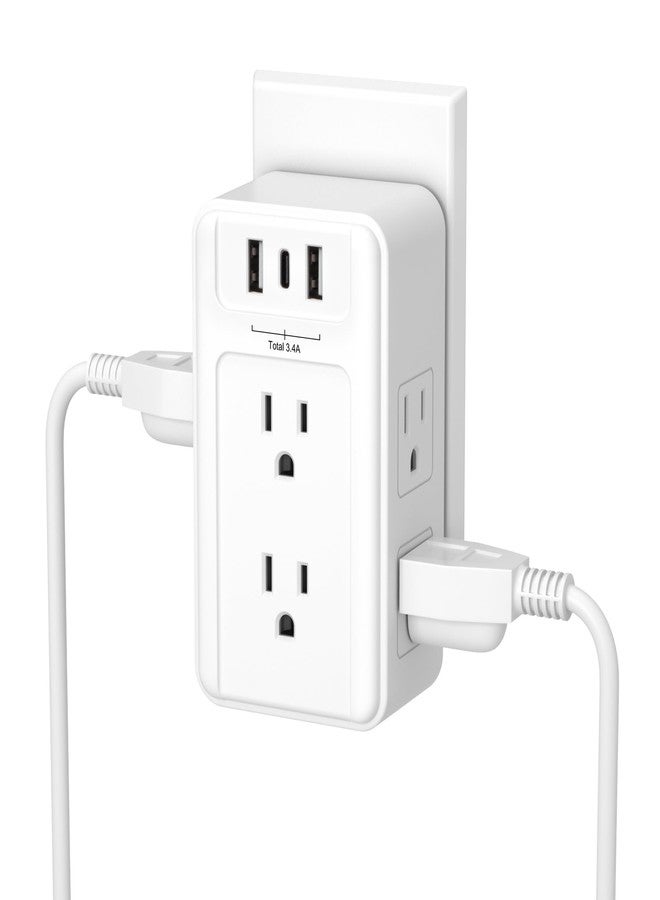 BN-LINK Multi Plug Outlet, 6 Wall Outlet Extender with 3 USB Charging Ports (1 USB C) Total 3.4A, 3-Sided Outlets Splitter Multiple Outlet Wall Plug for Home Office Dorm Room - Image 1