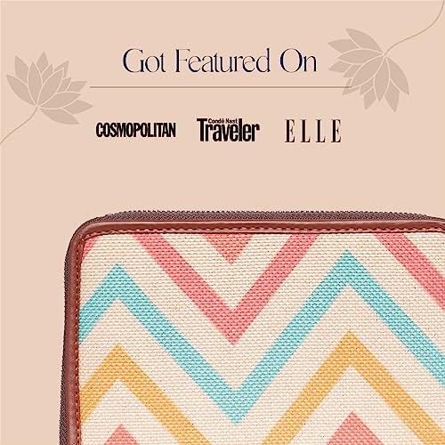 ZOUK Women's Vegan Leather and Jute Wav Beach Print Handmade Classic Wallet with Mobile Phone Pocket - Multicolour - Image 3