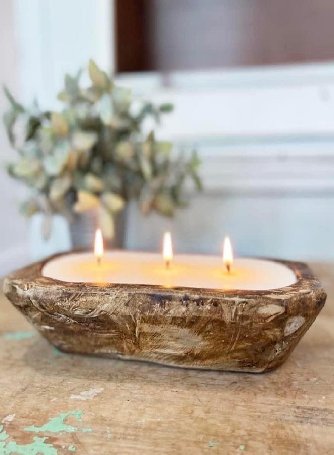 Aira Dough Bowl Candle - Organic, Kosher, Vegan, Hand Carved Wood Bowl Candle w/Aromatherapy Essential Oils - Hand-Poured 100% Soy Candle Wax - Paraffin Free, Long Lasting - Stress Relief - 13 Ounce - Image 4