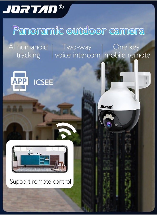 جورتان 4MP 12V في الهواء الطلق واي فاي PTZ كاميرا لاسلكية / سلك كاميرا IP نظام أمن الوطن مع عرض 360 درجة والكشف عن البشر والرؤية الليلية واتجاهين الصوت والحماية من الصواعق وواجهة إيثرنت RJ45  - Image 3